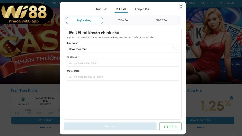 Điều kiện cần có khi muốn rút tiền WI88