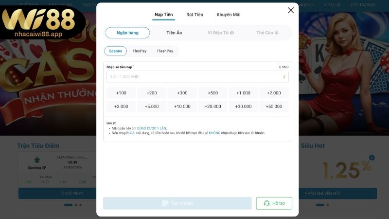 Hướng Dẫn Nạp tiền WI88 An Toàn, Không Lo Lỗi Giao Dịch Hướng dẫn quy trình nạp tiền WI88