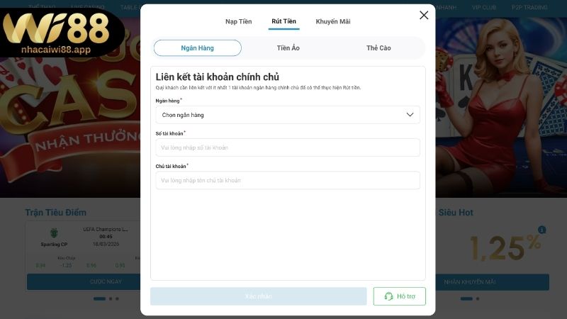 Hướng dẫn quy trình rút tiền WI88