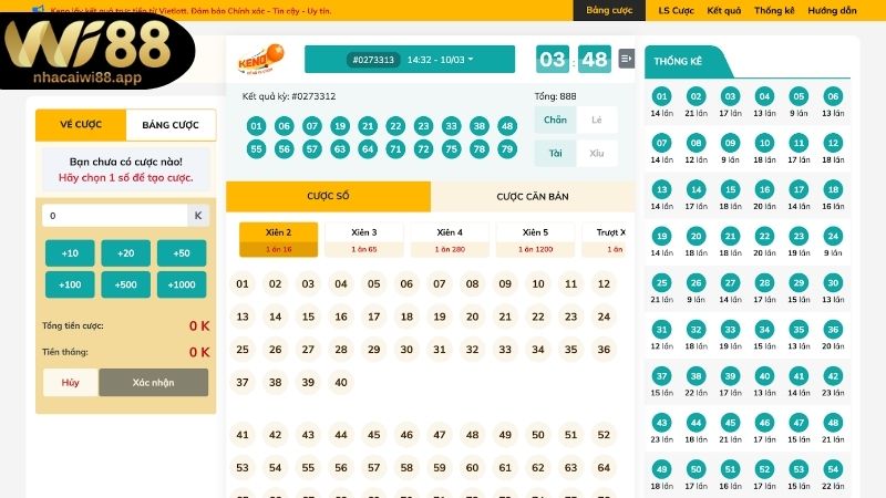 Keno - Hình Thức Cược Lô Đề Hấp Dẫn Nhất Hiện Nay Những hình thức cược Keno Wi88 phổ biến nhất