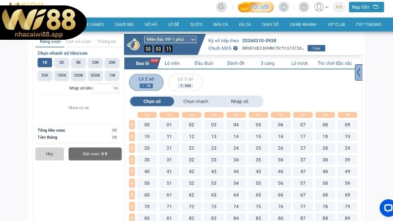 Các hình thức cược phổ biến tại lô đề nhanh Wi88